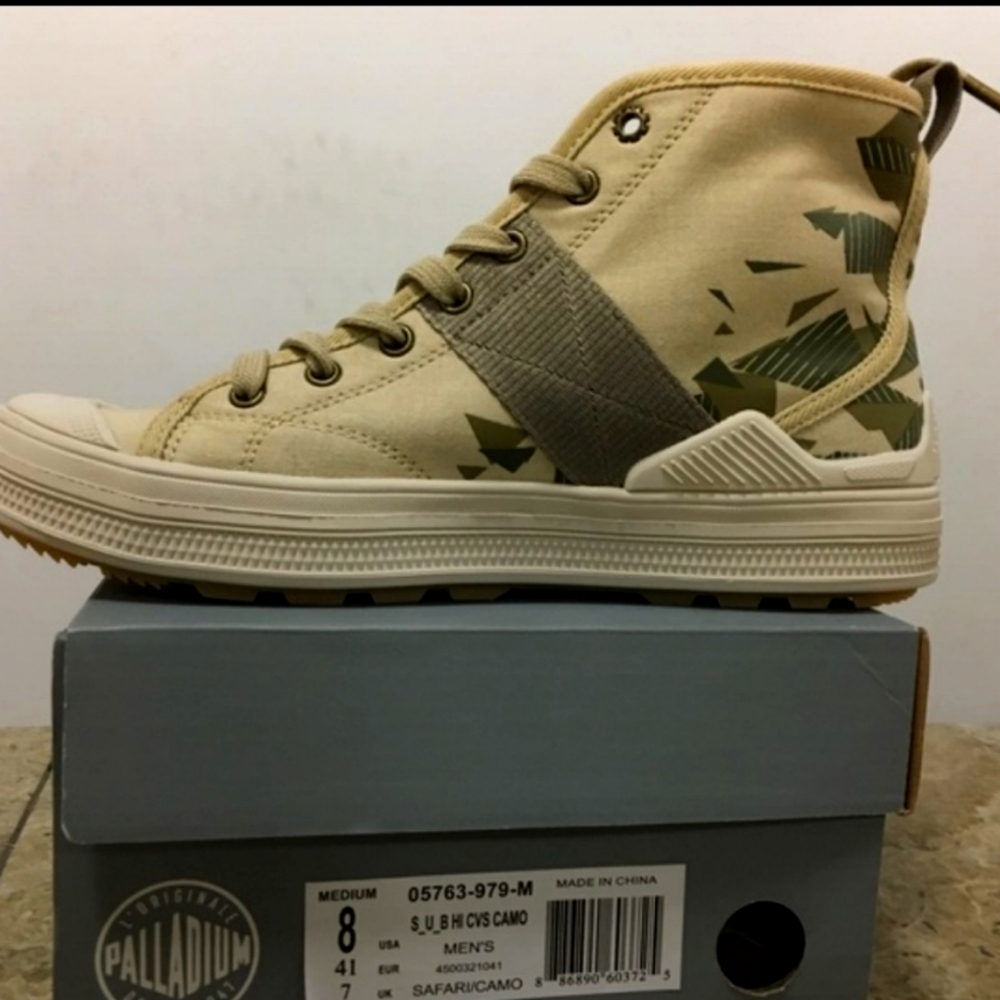 LAST ONE NWB PALLADIUM S_U_B HI CVS CAMO SNEAKER SHOE HIGH army camouflage